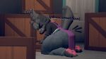  16:9 andromorph anthro canid canine chop clothed clothing diaper dvdpog femboy hi_res intersex male mammal model paws pog pooping rec_room solo text wearing_diaper widescreen 