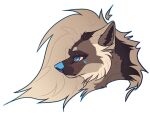 blonde_hair blue_eyes blue_nose bust_portrait canid canine canis female feral hair hi_res larzali mammal portrait solo wolf 