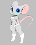  2017 anthro blue_eyes breasts clothing digital_media_(artwork) female grey_background legwear looking_at_viewer mammal midriff mouse navel rodent signature simple_background socks solo standing under_boob xylas 