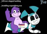  bonzi_buddy censored female jenny_wakeman lewd-acris machine male mammal meme middle_finger monkey my_life_as_a_teenage_robot nickelodeon primate purple_skin robot sex smile what why 