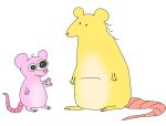  2024 adult_swim alternate_species anthro biped cartoon_network daily_char_pim duo gesture mammal mouse murid murine pink_body pink_nose rat rodent simple_background slightly_chubby smiling_friends waving white_background yellow_body 