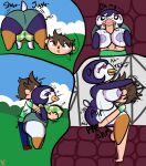  animal_crossing anthro ass_up avian big_butt bird bottomwear breast_grab breast_play breast_smother breast_squish breasts breasts_on_face butt clothing comic duo eye_roll female gwen_(animal_crossing) hand_on_breast heart_eyes heart_symbol hi_res hotpants human klutzatdusk looking_pleasured male male/female mammal nintendo penguin presenting presenting_hindquarters sex shorts size_difference slightly_chubby slightly_chubby_female smothering squish stand_and_carry_position standing standing_sex stretching tight_clothing titfuck villager_(animal_crossing) 