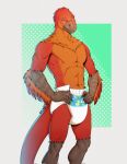  2024 abs anthro athletic athletic_anthro athletic_male clean_diaper clothed clothing diaper diaper_only dinosaur extinct feather_hair feather_mane feathered_dinosaur feathered_scalie feathers feet hands_on_hips hi_res male orange_body orange_feathers pink_eyes prehistoric_species pseudo_hair pseudo_mane red_body red_feathers reptile scalie solo syeenyeen talon_hands talons toes topless 