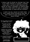 absurd_res afro ambiguous_gender anthro black_and_white black_background comic dialogue english_text eyes_closed fluffy gesture hi_res mammal monochrome mustelid open_mouth otter puff_(softestpuffss) raised_arm simple_background smile softestpuffss solo speech_bubble text waving whiskers
