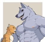2024 abs anthro anthro_on_anthro areola barazoku biceps big_dom_small_sub big_muscles border canid canine canis death_(puss_in_boots) domestic_cat dominant dominant_male dreamworks duo facial_markings felid feline felis fur fuzzy green_eyes grey_background grey_body grey_fur half-closed_eyes hand_on_back head_markings hi_res jrjresq licking looking_at_another looking_at_partner mackerel_tabby makeup male male/male mammal markings mask_(marking) muscular muscular_anthro muscular_male narrowed_eyes nipple_fetish nipple_lick nipple_play nipples nude open_mouth open_smile orange_body orange_fur pecs puss_in_boots_(character) puss_in_boots_(dreamworks) red_eyes running_eyeliner running_makeup serratus simple_background size_difference smile submissive submissive_male tabby_cat teeth tongue tongue_out tuft white_border wolf