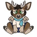  absurd_res anthro antlers bottomwear brown_body brown_fur brown_hair clothing deer feathered_wings feathers fur hair hi_res hooves horn lucan_(golddrake) magpiehyena male mammal plushie scarf shirt shorts small_wings solo topwear wings 