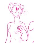  2017 anthro breasts digital_media_(artwork) female fossa fur mammal monochrome nude phallusbro solo 