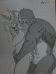  aji_arts anal ape balls biceps cum gorilla lagomorph male male/male mammal muscular nude penis primate rabbit sweat traditional_media_(artwork) 