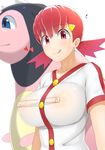  :p akane_(pokemon) blue_eyes blush breasts commentary_request covered_nipples eyebrows_visible_through_hair heart impossible_clothes impossible_shirt large_breasts licking_lips looking_at_viewer no_bra pink_eyes pink_hair pokemon pokemon_(game) pokemon_hgss see-through shirt short_sleeves short_twintails simple_background smile taguchi_takahiro tongue tongue_out twintails upper_body white_background 