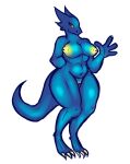  anthro bagungie blue_body dragon female hi_res mythological_creature mythological_scalie mythology nipples scalie solo yellow_nipples 