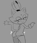  2017 anthro blaze_the_cat butt cat clothed clothing feline female hearlesssoul looking_back mammal monochrome panties partially_clothed smile solo sonic_(series) standing topless underwear 