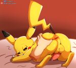  ambiguous_gender anus ass_up balls bed bestiality butt butt_grab cloudeon disembodied_hand duo feral fur furniture generation_1_pokemon genitals hand_on_butt heart_symbol hi_res human human_on_feral interspecies looking_back male male/ambiguous mammal nintendo on_bed penis pikachu pokemon pokemon_(species) pokephilia tapering_penis yellow_body yellow_fur 