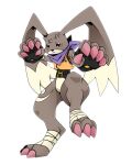  absurd_res alternate_form anthro bandai_namco beady_eyes belt bottomless brown_body brown_fur clothed clothing colored_nails digimon digimon_(species) feet fingerless_gloves foot_wraps fur gloves handwear hi_res kerchief lagomorph leporid long_ears male mammal medral92 nails neckerchief rabbit redesign solo turuiemon wraps 