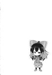  aozora_market bag blazer bookbag bow comic greyscale hair_bow hair_tubes hakurei_reimu highres jacket monochrome neck_ribbon page_number ribbon school_uniform short_hair skirt touhou 