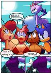  amy_rose big_breasts bikini bikini_top blaze_the_cat breasts cat chipmunk clothing cloudz comic dreamcastzx1 feline female hedgehog huge_breasts lynx male mammal nicole_the_lynx rodent sally_acorn sonic_(series) sonic_the_hedgehog swimsuit 