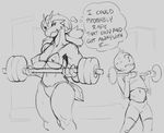  ? anon anthro apis blaziken breasts english_text exercise female human larger_female male mammal monochrome muscular muscular_female nintendo nipple_bulge pok&eacute;mon pok&eacute;mon_(species) pok&eacute;morph sexual_predator size_difference sketch smaller_male smile sweat text thought_bubble video_games weightlifting workout 