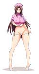  breasts brown_hair clitoris devil-v erect_nipples exhibitionism high_heels large_breasts long_hair nurse nurse_ni_omakase pulling_panties purple_eyes pussy shirakawa_ryouko uncensored 