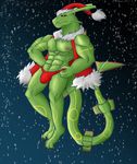  anthro anthrofied bulge christmas clothing daikuhiroshiama holidays legendary_pok&eacute;mon male nintendo nipples pok&eacute;mon pok&eacute;mon_(species) pok&eacute;morph rayquaza solo video_games 