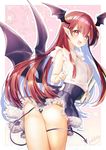  artist_name ass bangs bare_arms between_legs black_panties black_skirt book breasts demon_girl demon_tail demon_wings head_wings heart heart-shaped_pupils holding holding_book koakuma long_hair looking_at_viewer medium_breasts mokokiyo_(asaddr) open_mouth panties pointy_ears red_hair revision shiny shiny_hair signature skirt sleeveless smile solo symbol-shaped_pupils tail tail_between_legs touhou twisted_torso underwear wings yellow_eyes 