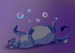 2023 4_toes belly big_belly black_kitty blue_eyebrows blue_eyes blue_tail_tuft bubble closed_smile colored digital_drawing_(artwork) digital_media_(artwork) eyebrows feet felid female feral fur gradient_background grey_body grey_fur grey_inner_ear grey_nose grey_pawpads legs_up lying mammal markings mouth_closed multicolored_body multicolored_fur on_back pantherine pawpads paws pregnant pregnant_female pregnant_feral purple_background quadruped shaded simple_background smile solo spots spotted_body spotted_fur tail tail_tuft tavi_(asonix) toes tuft