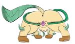  all_fours anus blush butt clitoris eeveelution emperorm female feral fur leafeon nintendo pawpads pok&eacute;mon pok&eacute;mon_(species) presenting presenting_hindquarters pussy rear_view simple_background solo tail_aside tan_fur video_games white_background 