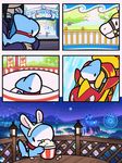  2017 amusement_park animated blue_skin blush carousel chibi collar comic cute daww day dot_eyes eating excited fake_ears fake_rabbit_ears ferris_wheel fireworks fish food hi_res human mammal marine multicolored_skin night popcorn public roller_coaster shark shark_puppy solo_focus tailwag toony two_tone_skin vress_(artist) vress_(character) white_skin 