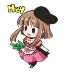  blush_stickers brown_hair chibi full_body hat lowres nishida_satono pote_(ptkan) reverse_translation touhou transparent_background 