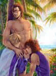  3boys akubaka blush cum glasses male_focus multiple_boys nature outdoors penis prince_of_tennis saliva topless tree yaoi 