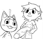  ! animal_crossing anthro big_penis black_and_white cat clothed clothing duo erection feline female huge_penis human looking_at_penis male mammal monochrome n3f4str10 nintendo penis rosie_(animal_crossing) smile vein veiny_penis video_games 