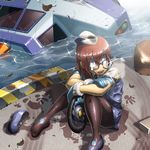  1girl blue_eyes blush breath brown_hair capcom cold denise_marmalade glasses gloves hat napo open_mouth pantyhose police police_uniform rockman rockman_dash shiny shiny_clothes shiny_hair shiny_skin short_hair sitting skirt smile solo steering_wheel tears tron_ni_kobun uniform vehicle water wavy_mouth wet_clothes wet_hair 