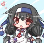  :d alternate_hairstyle apron bangs black_hair blue_skirt blush brown_eyes cosplay eyebrows_visible_through_hair hair_between_eyes hair_flaps hand_to_own_mouth hatsushimo_(kantai_collection) headband heart kantai_collection komakoma_(magicaltale) long_hair long_sleeves looking_at_viewer low-tied_long_hair low_twintails neckerchief open_mouth red_neckwear remodel_(kantai_collection) school_uniform serafuku shirt skirt smile solo taigei_(kantai_collection) taigei_(kantai_collection)_(cosplay) twintails very_long_hair white_apron white_shirt 