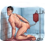  1boy anal ass barefoot bathroom body_hair enema male_focus shower solo team_fortress_2 yangpuppy 