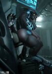 3d_(artwork) against_surface against_wall alien anthro armor big_breasts big_butt blender_(artwork) bodily_fluids breasts brown_hair butt digital_media_(artwork) dominant dominant_female duo erection female female_penetrated fur genderfluid genital_fluids genitals grey_body grey_fur hair halo_(series) hi_res interspecies kvn_poulsen kvnpoulsen larger_female male male/female male_penetrating male_penetrating_female mammal microsoft nipples nude open_mouth penetration penile penile_penetration penis penis_in_pussy procyonid purple_eyes pussy raccoon sangheili sex size_difference smaller_male tail thick_thighs tongue vaginal vaginal_penetration xbox_game_studios