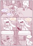  2017 angry anthro clothing comic dulce_(character) english_text female forest hair hi_res lagomorph mammal monochrome mr.pink rabbit solo stick text tree young 