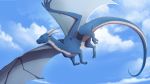  2019 blue_skin claws day detailed_background digital_media_(artwork) dragon feral flying lunalei membranous_wings outside scalie sky solo spines western_dragon wings 