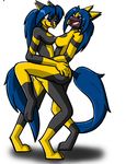  anthro black_fur blue_eyes blue_hair breasts canine digo_marrallang dreamkeepers duo female fur hair indi_marrallang indigo_marrallang mammal neyola298 nipples nude open_mouth sibling twins yellow_fur 