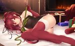  ass cait dress elbow_gloves fire gloves long_hair naruse_mio panties red_eyes red_hair ribbons shinmai_maou_no_testament thighhighs twintails underwear 