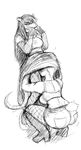  anthro big_butt black_and_white blush breasts butt clothing cunnilingus dress eyewear female female/female fishnet fishnet_legwear glasses hair hladilnik lagomorph legwear mammal marsupial marylin_(hladilnik) monochrome open_mouth opossum oral pro_bun_(hladilnik) pussy_juice rabbit sex vaginal 