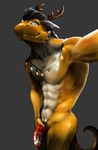  2017 anthro black_hair christmas digital_media_(artwork) dragon dynathecat hair holidays horn male nude penis penis_grab scalie selfie simple_background solo tarkus_j._queen western_dragon yellow_skin 