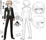  blonde_hair blue_eyes character_sheet clenched_hands color_guide concept_art danganronpa danganronpa_1 full_body glasses komatsuzaki_rui looking_at_viewer male_focus necktie official_art pants reference_sheet school_uniform semi-rimless_eyewear shirt shoes simple_background sketch standing togami_byakuya translation_request under-rim_eyewear white_background white_shirt 