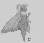  antennae anthro arthropod breasts eyelashes featureless_breasts featureless_crotch female greyscale insect monochrome moth mouthless multi_arm multi_limb napalm_express nude solo waving wings 