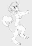  ankh anthro aycee breasts canine curled_tail dog female fluffy mammal nude pomeranian pose rika_(character) simple_background sketch 
