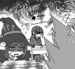  2girls black_hat danganronpa eyebrows group harukawa_maki hat jacket japanese_text miniskirt mole multiple_girls new_danganronpa_v3 school_uniform serafuku short_hair skirt spiked_hair sweater_vest text tied_hair twintails uniform vest witch_hat yumeno_himiko zuizi 