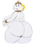  2017 animate_inanimate beauty_and_the_beast big_breasts big_butt blue_eyes breasts butt disney female hi_res huge_breasts huge_butt looking_back mrs._potts not_furry object_head overweight overweight_female rear_view simple_background solo sssonic2 voluptuous white_background 