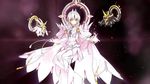  artist_request bracelet cape code:_esencia_(elsword) elsword eve_(elsword) expressionless forehead_jewel full_body gloves halterneck highres jewelry moby_(elsword) no_nose official_art purple_background remy_(elsword) robot short_hair solo tassel tiara white_cape white_gloves white_hair white_legwear yellow_eyes 