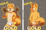  5_fingers anthro anus backsack balls blue_eyes briefs brown_fur bulge butt canine clothing cub fox fur male mammal navel nipples orange_fur pawpads presenting presenting_hindquarters shiuk solo teenager tongue tongue_out underwear young 