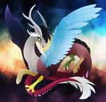  antlers discord_(mlp) draconequus feathered_wings feathers fennecsilvestre friendship_is_magic horn membranous_wings my_little_pony wings 