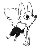  2017 anthro barefoot black_and_white black_nose canine clothed clothing disney female fox fuel_(artist) fully_clothed fur mammal monochrome overalls raised_tail simple_background skye_(zootopia) solo white_background wide_eyed zootopia 