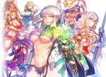  abs animal_ears artoria_pendragon_(all) artoria_pendragon_(lancer) atalanta_(fate) blonde_hair bow_(weapon) breasts cape cleavage clenched_teeth commentary_request crown english fate/grand_order fate_(series) fox_ears green_eyes green_hair headpiece jeanne_d'arc_(fate) jeanne_d'arc_(fate)_(all) katou_danzou_(fate/grand_order) large_breasts light_brown_hair long_hair melon22 multiple_girls navel ninja nitocris_(fate/grand_order) penthesilea_(fate/grand_order) purple_hair quetzalcoatl_(fate/grand_order) small_breasts suzuka_gozen_(fate) sword teeth underboob weapon yellow_eyes 