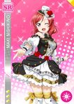  blush character_name dress love_live!_school_idol_festival love_live!_school_idol_project music nishikino_maki red_hair short_hair smile violet_eyes wink 